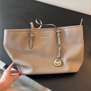 Michael Kors Taupe Leather Tote Bag